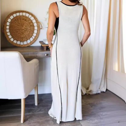 Zena® | Robe Longue en Maille Bicolore