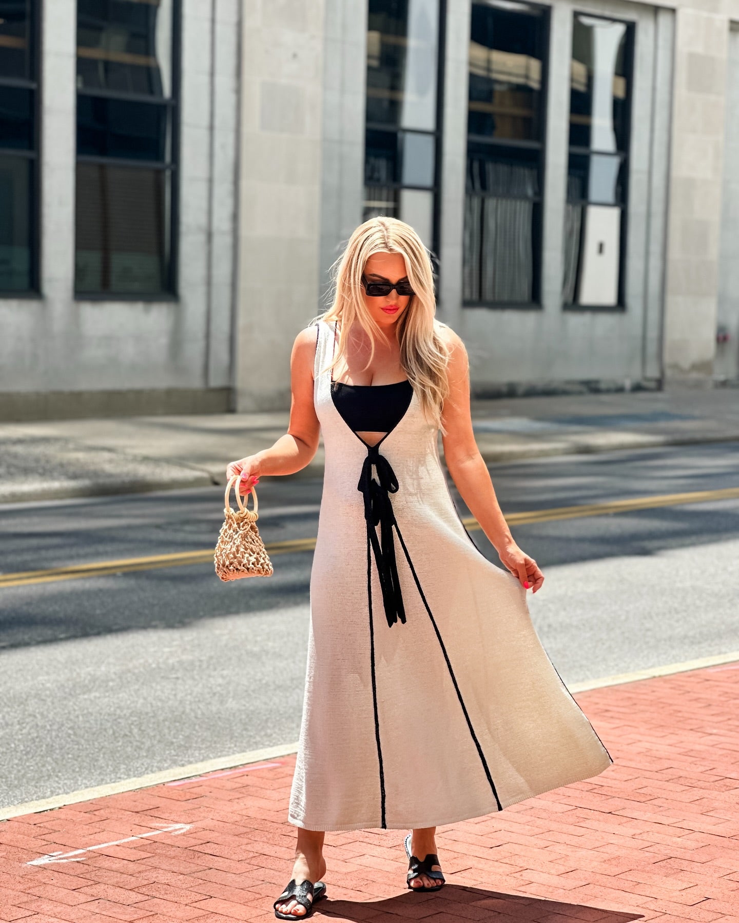 Zena® | Robe Longue en Maille Bicolore