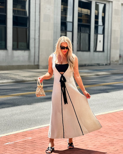 Zena® | Robe Longue en Maille Bicolore