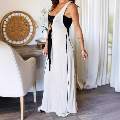 Zena® | Robe Longue en Maille Bicolore