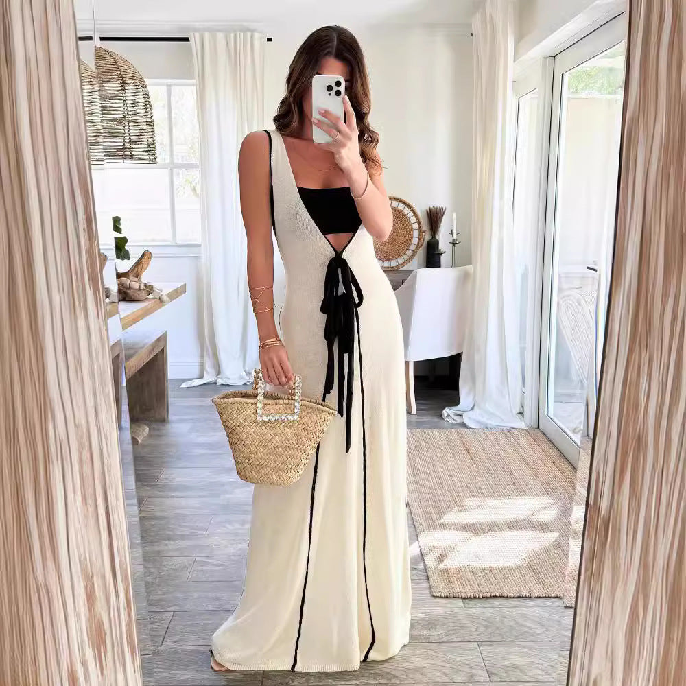 Zena® | Robe Longue en Maille Bicolore