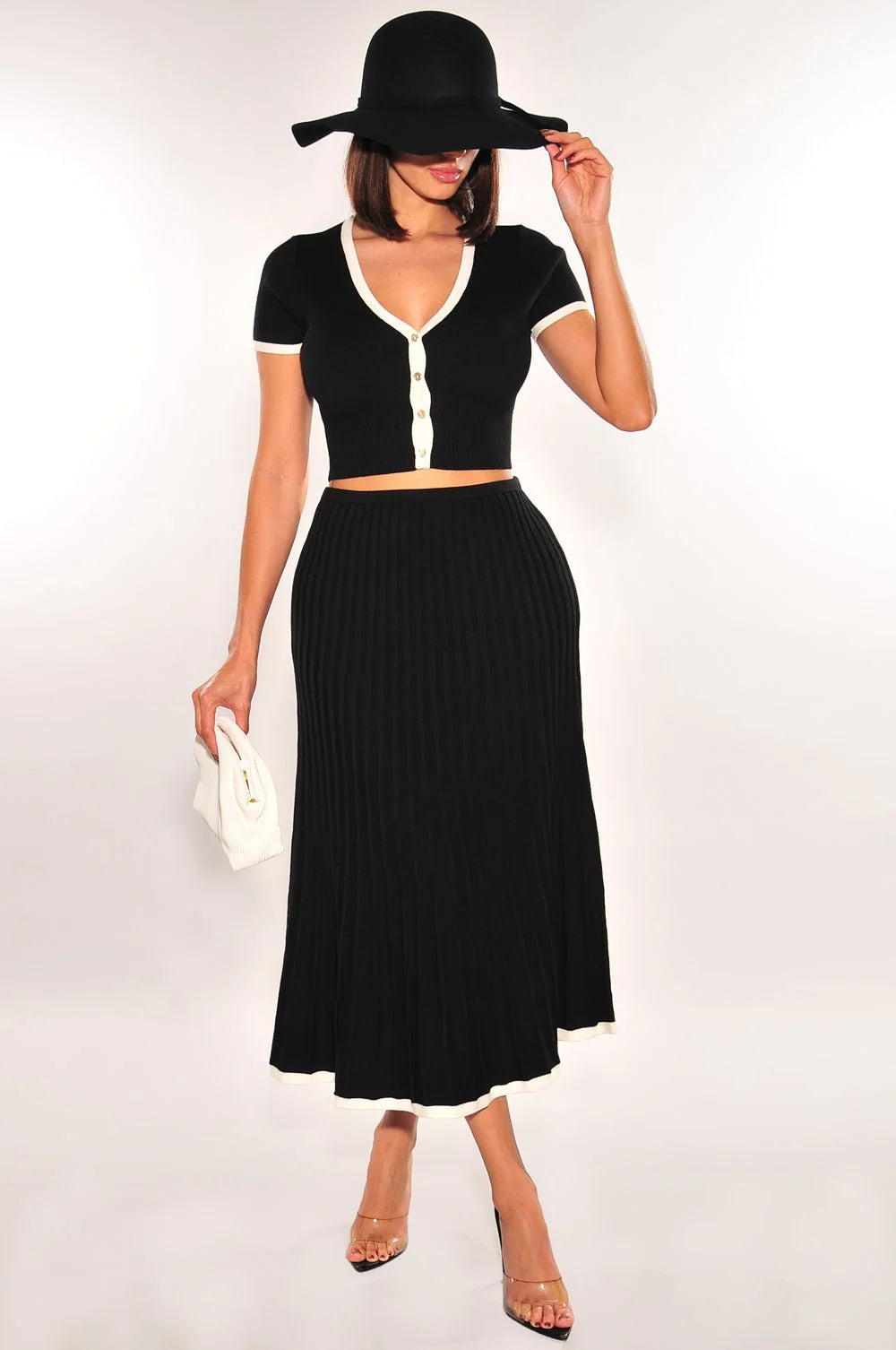 Côme® | Ensemble Tricot Jupe Plissée