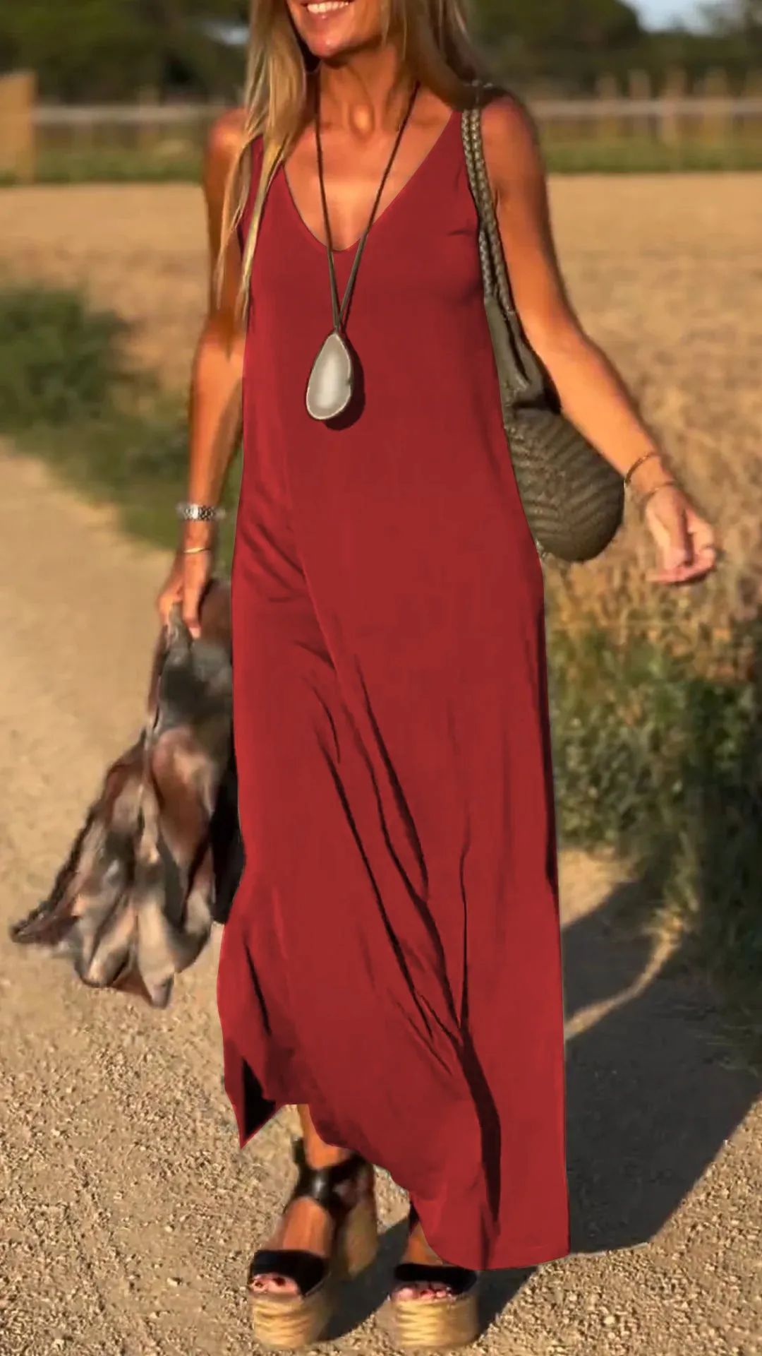 Luminelle® | Robe Longue Fluide à Col V